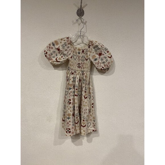 Rylee + Cru Della Dress Girls 2-3Y Cream Puff Sleeve Smocked Woodland Floral - Picture 4 of 4